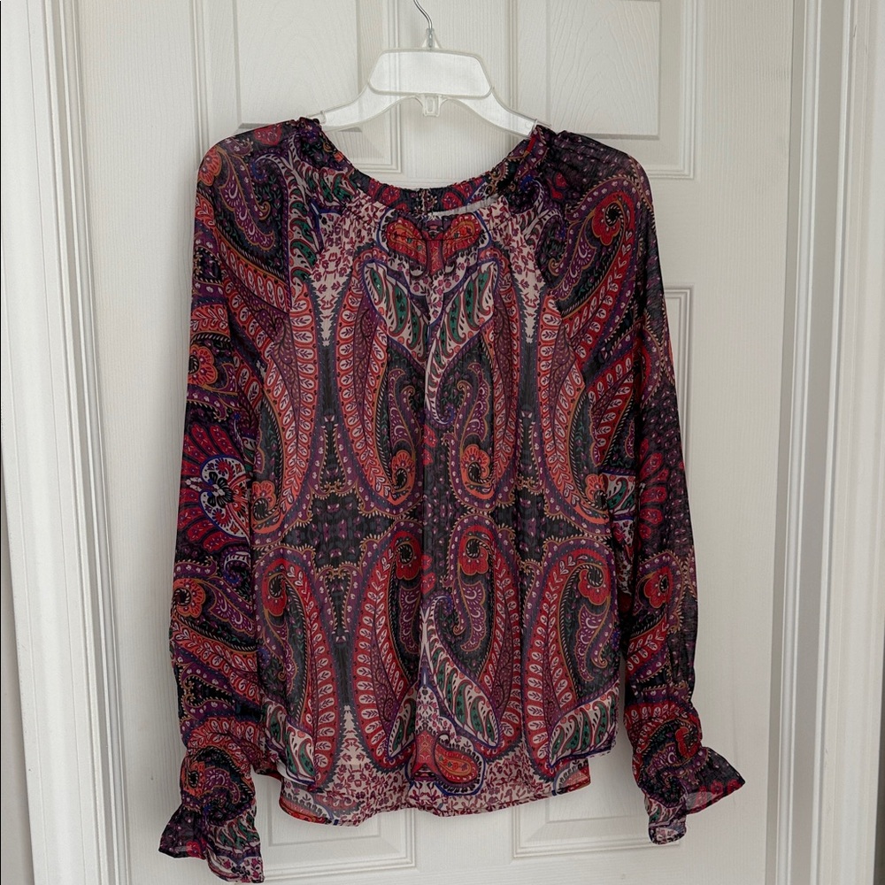 LOFT Paisley Print Blouse - Red and Purple